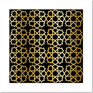 Elegant Black And Gold Moroccan Pattern Posters and Art